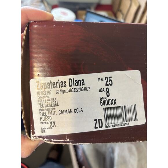 El General Cowboy Boots Ivory/orange Leather Gator Hornback Mens Sz 8 - Picture 12 of 12